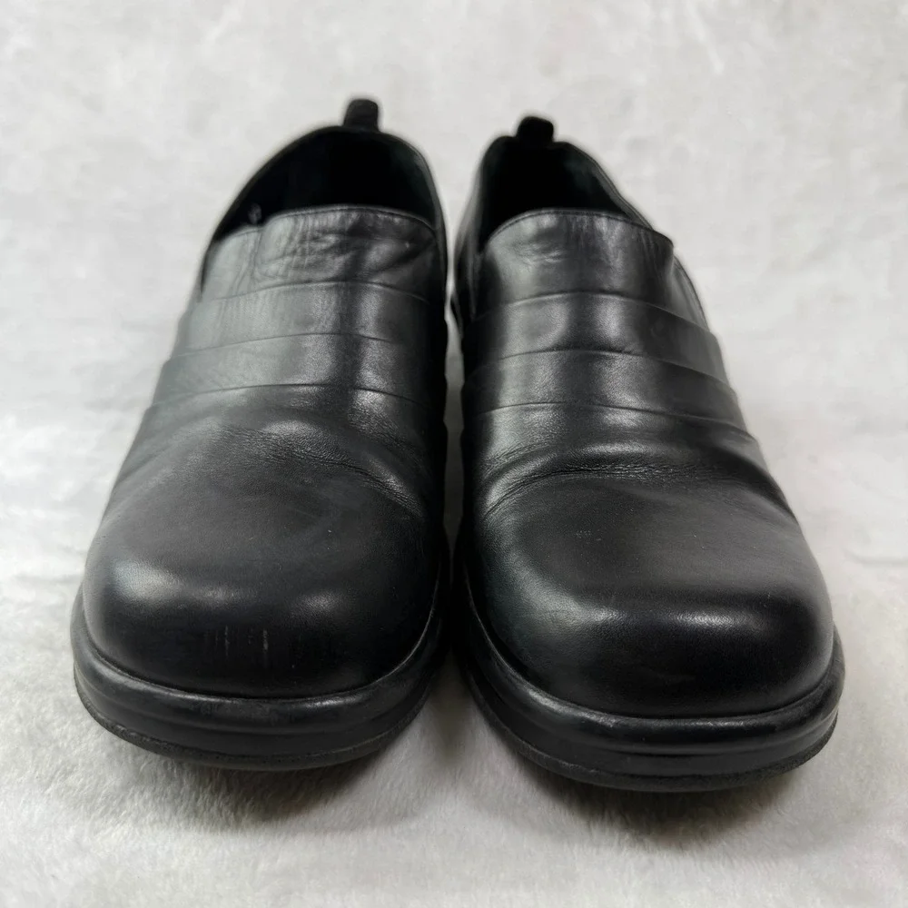 Dansko‎ Black Leather Wedge Loafers Slip On Shoes Made in Portugal Size 42